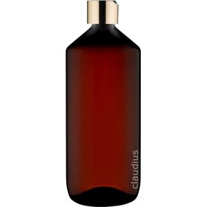 Lege Plastic Fles Apothekersfles 1 Liter PET Amber bruin - met gouden klepdop - set van 10 stuks - navulbaar - leeg