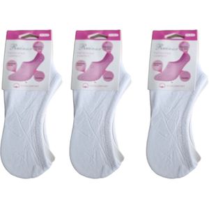 Ruinur Kousenvoetjes - Onzichtbare Sokken - Sneakersokken - Unisex - Maat 36-41 - 3 Paar - Wit