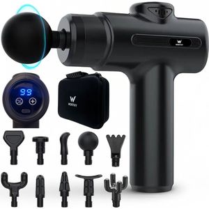 Worthy Massage Gun - Massage Gun Professioneel - Krachtig Massage Pistool - Massage Apparaat - Massagegun - 10 Opzetstukken - 99 Snelheden - Draadloos - Inclusief Koffer