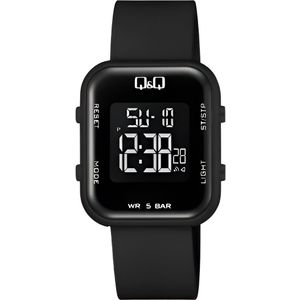 Q&Q M207J002Y - Horloge - Digitaal -Plastic band - Vierkant - Kunststof - Datumaanduiding - Alarm - Backlight - Zwart - Waterdicht 5 ATM