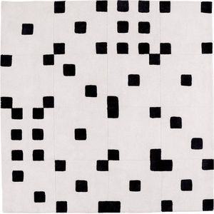 Lilipinso Vierkant Vloerkleed Matrix | 150 x 150 cm (dikte: 1,5 cm) | Kinderkamer | Babykamer | Baby | Kinderen | Zwart-wit |