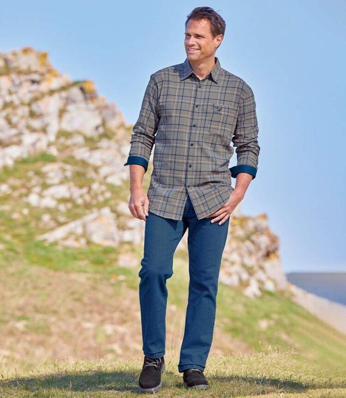 ATLAS FOR MEN - Lichtblauwe regular stretch jeans - Heren - Verkrijgbaar in grote maten - W32