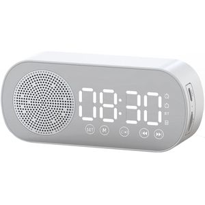 Digitale Wekker - Bluetooth Speaker - Premium Wekker - met LED Spiegeldisplay - Twee alarmen met hoog volume - Digitale Wekkerradio - Wit