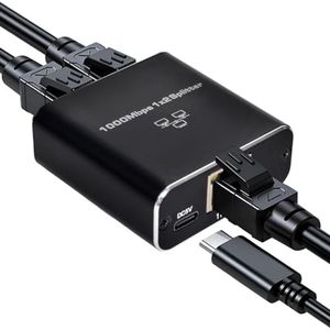 LAN Splitter 1 op 2, 1000 Mbps Ethernet Switch voor Computer en Router