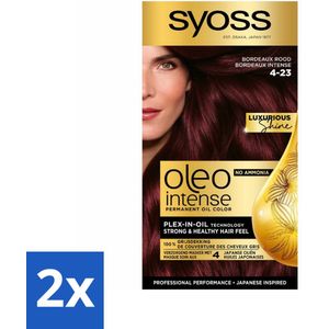 SYOSS - Oleo Intense 4-23 - Haarverf - Permanente Haarkleuring - Bordeaux Rood - Langdurige Kleur - Voordeelverpakking - 2 stuks