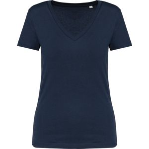 Native Spirit Ecologisch dames-T-shirt met V-hals NS334 - Navy Blue - L