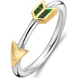 Ti Sento - Damesring - Bicolor - Zilver - Groene Steen
