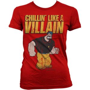 Popeye Dames Tshirt -XL- Chillin' Like A Villain Rood