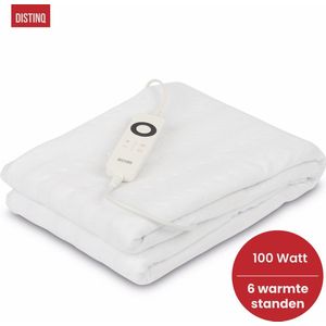 DistinQ Elektrische Onderdeken 100 Watt - 150x80 cm - Automatische Uitschakeling - Oververhittingsbescherming - 5 Standen - Enkel onderdeken Wit