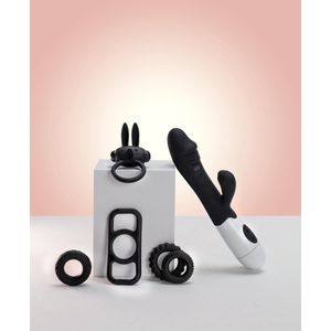 Erodit® Shock Cock - Erotische geschenk - combinatie set - Tarzan vibrator en 4 verschillende cockringen - Seksspeeltje - Sex Toys - Seks speeltje - Erotiek voor Mannen- Erotiek voor vrouwen
