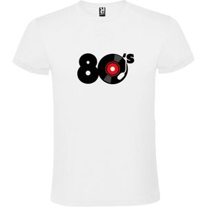 Wit T shirt met print van "" I Love Music of the Eighties "" print Zwart size M