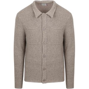 Suitable Cardigan Boiled Wool Taupe - Maat M - Heren - Vest met rits voor Mannen