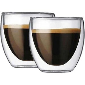 Krumble dubbelwandig Espressoglas - Set van 2 - Koffie glas - Espresso kop - Koffie kopjes - Koffie beker - 80 ml