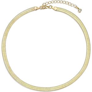 Gouden platte slangenketting voor dames - 40 cm + 5 cm variabele lengte
