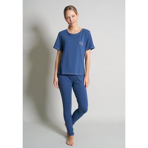 TOM TAILOR Stretch Cotton dames pyjama - korte mouw - blauw - Maat 36