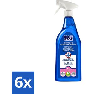 Blue Wonder - Desinfectie Reiniger - Badkamer - Krachtige Hygiëne - 750ml - Voordeelverpakking - 6 stuks