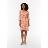 Comma - Jurk - All-over Print - V-hals - 3/4-Mouw