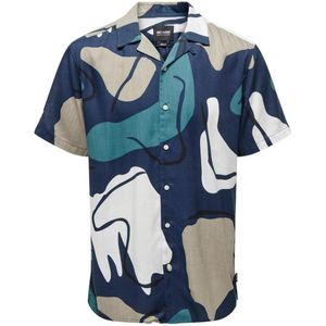 overhemd heren korte mouwen- Onsdab- festival shirt- print- Only & Sons- Dark navy- maat L