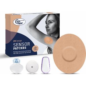 CureTape Sensor Patches - Beige - Sensor Pleisters - Freestyle Libre 2 & 3 - Dexcom G6 & G7 - Medtronic Guardian - 20 Stuks