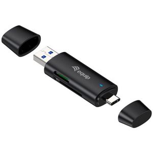 Equip - Dual Connector - Geheugenkaartlezer - Zwart - USB-C en USB-A - 5 Gbps