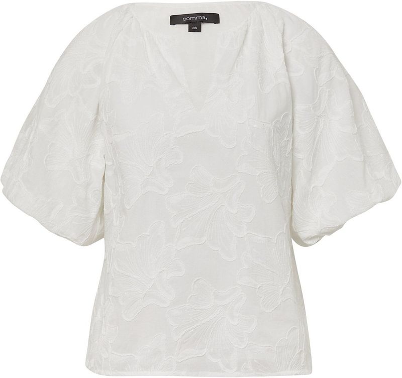 comma - Blouse - Geborduurd - Met Ballonmouwen