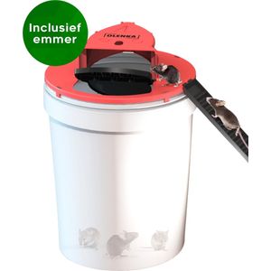 Olenka® - Diervriendelijke Muizenval - Rattenval - Mouse Trap - Muizenverjager - Inclusief Emmer - Voor Binnen en Buiten - Muizengif Alternatief - Verbeterd Model 2024 - Inclusief E-Book - Rood