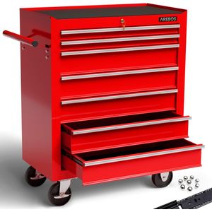 AREBOS - Gereedschapswagens - Werkplaatswagen - 7 Lades - Rood