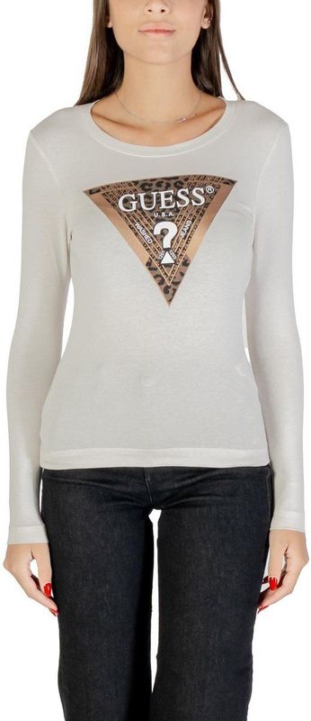 Guess - W5BI75 J1314 - T-shirt - Beige - Lange Mouwen - Ronde Hals