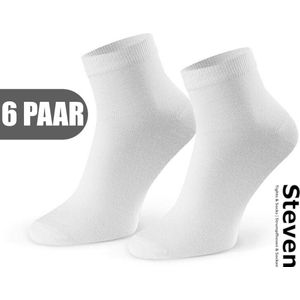 STEVEN - 72% Bamboe Sneakersokken EU MADE - Enkelsokken Heren Maat 44 45 46 - Multipack 6 Paar - Effen Wit - Naadloze Herensokken - Comfort Kwaliteit Duurzaamheid