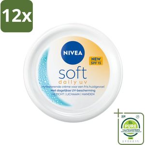 NIVEA – Bodycrème – Soft Daily UV SPF 15 – 250 ml - Voordeelverpakking - 12 stuks - Hydratatie - Zonbescherming