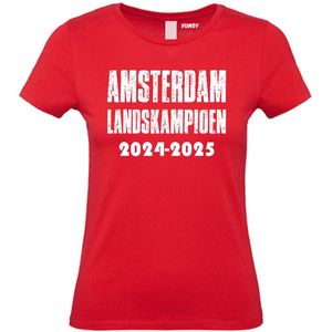 Dames t-shirt Landskampioen 2024/2025 | Amsterdam | Shirt Kampioen | Geen officieel Ajax Artikel | Rood Dames | maat XXXL
