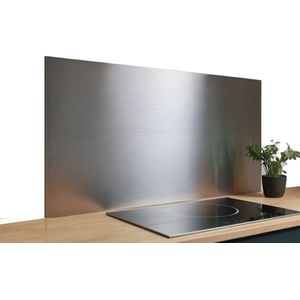 Spatscherm keuken RVS look Matte 90x45 cm - Kookplaat achterwand - Industrieel - Metaallook - Planken - Muurbeschermer hittebestendig - Spatwand inductiekookplaat - Hoogwaardig aluminium - Wanddecoratie