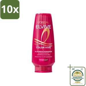 10 x L'Oréal Elvive Color Vive Conditioner 200 ml - Grootverpakking - Gekleurd Haar - Haarbescherming - Gespleten Haarpunten - UV-filter - Vitamine Cg