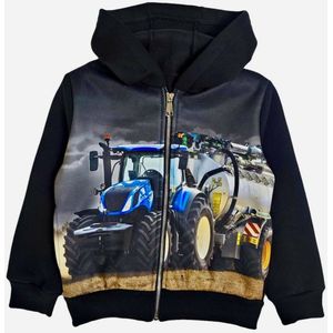 Kinder vest tractor trekker kleur donkerblauw maat 158/164 New Holland hoodie sweatvest Zeer mooi!