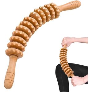 42,5*5,3 cm - Houten massage bal - gebogen ontwerp - therapeutische massage tools - voor lichaam modellering, cellulitisvermindering - handmassageapparaat voor benen, buik en rug - bruin