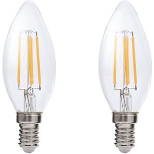 Kobi - LED Filamentlamp - E14 - 4W - 470lm - 3000K - Kleine Bolvorm - 2 stuks