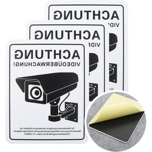 Let op: videobewaking - 12 x 15 cm - Privé-grondborden - Camerabewaking