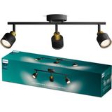 Philips Niall Spot - Plafondspot met drie lichtpunten - Zwart met goud design - GU10 LED fitting