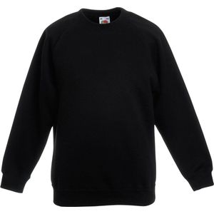 Fruit Of The Loom Kind/ Kinderen Unisex Raglan Mouwen Sweatshirt (Zwart)