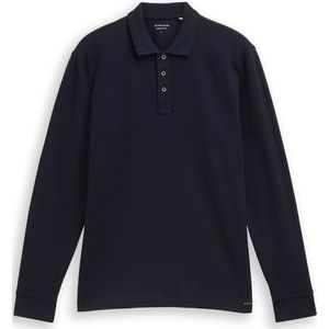 Tom Tailor Polo met lange mouwen en wafelstructuur