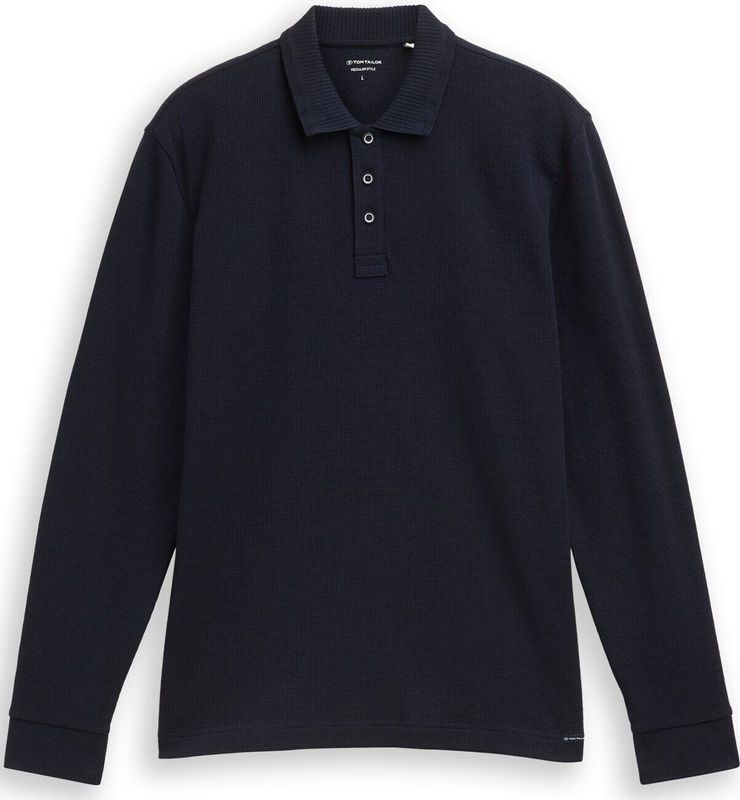 Tom Tailor Polo met lange mouwen en wafelstructuur