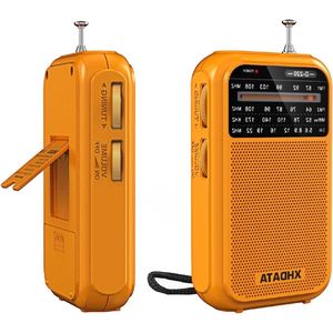 D220 Draagbare mini noodradio FM/MW/SW zakradio met goede ontvangst op batterijen - Geel