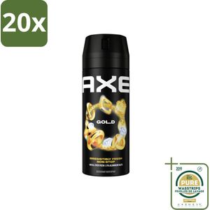 20 x Axe Deodorant Bodyspray Gold 150 ml - Grootverpakking - Deodorant - Bodyspray - Geur - 48 Uur Bescherming - Oud Wood