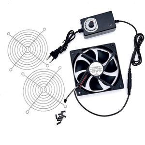 12cm DC 12V Koelventilator met Instelbare Snelheidsregeling en Metalen Rooster - Borstelloze Ventilator voor Huisdieren, Ijsmachine, PC Behuizing - 120 x 25 mm