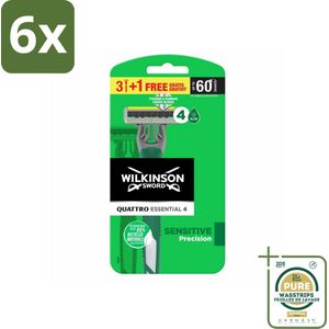 Wilkinson - Wegwerpscheermesjes - Quattro Essential 4 - Strak Scheren - 4 mesjes - Voordeelverpakking - 6 stuks - Quattro Essential - Wilkinson Sword