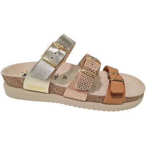 Mephisto Hyacinta Leren Dames Slippers - Goud Bruin - 41