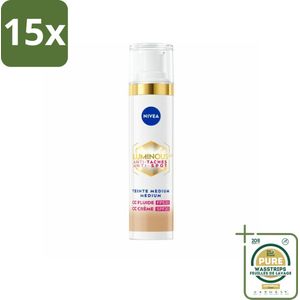 15 x NIVEA - Cellular LUMINOUS630 CC Crème Medium - Gekleurde Dagcrème - Tegen Pigmentvlekken - SPF 30 - 40 ml - Grootverpakking - Pigmentvlekken - Zonbescherming - Huidverzorging - CC Cream - Stralende Huid