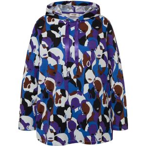 Angel of Style Angel of Style - Dames - Hoodie gezichten-print capuchon lange mouwen - Clematisblauw - Maat 44
