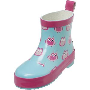 Playshoes - Regenlaarzen met halve schacht voor kinderen - Uilen - Turquoise - maat 24EU