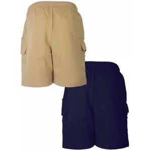 Duo Blue Docks Jongens Short - Blauw & Zandkleurig beige - Maten: 128